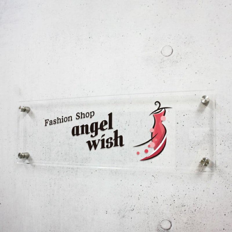 フルカラー透明アクリル銘板 化粧ビス止め