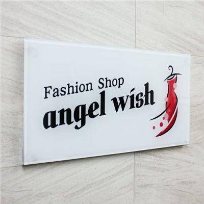 フルカラー透明アクリル銘板 両面テープ止め マグネット止め 店舗看板　会社の看板