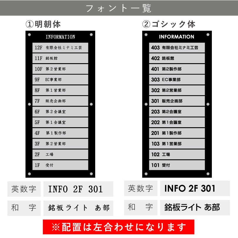看板デザイン　フォント例