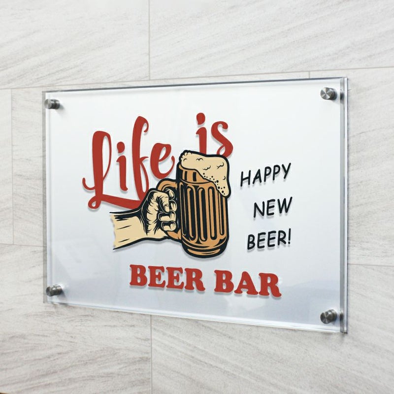 フルカラー透明アクリル銘板 ラフィネ2重構造仕様 化粧ビス止め　お店の看板　店舗の看板