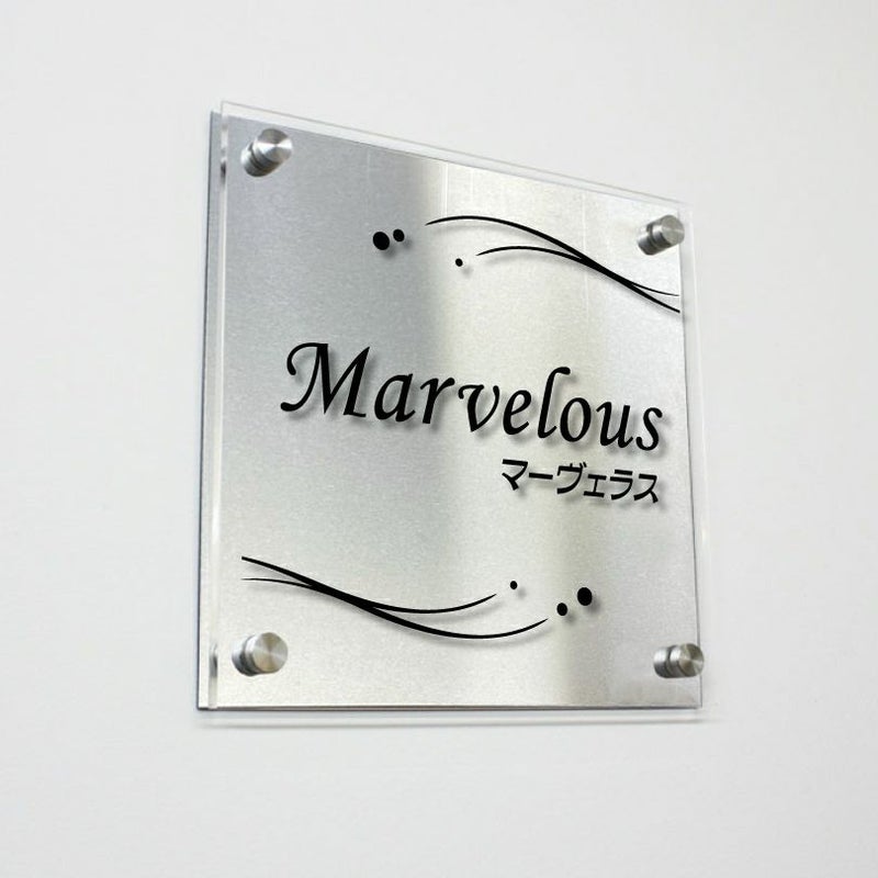 ステンレスプレート　透明アクリル銘板 化粧ビス止め