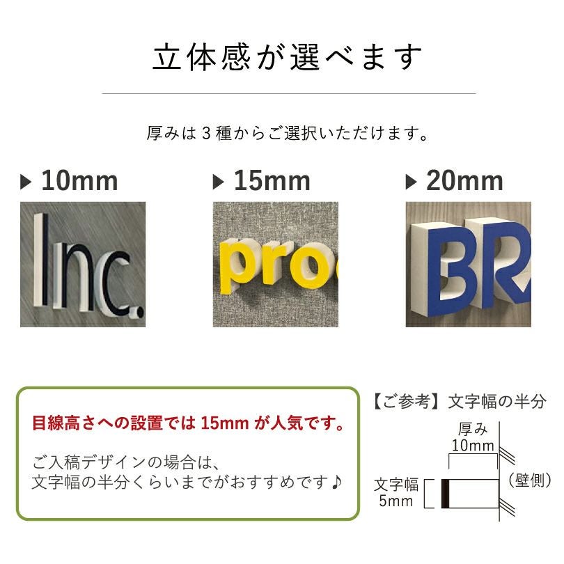 カルプ　切り文字　厚み　　銘板館ライト